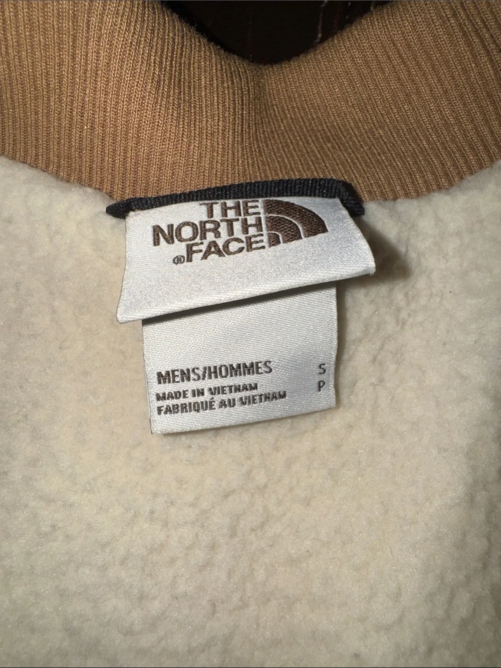 The North Face Quilted Tan Brown Jacket Detail